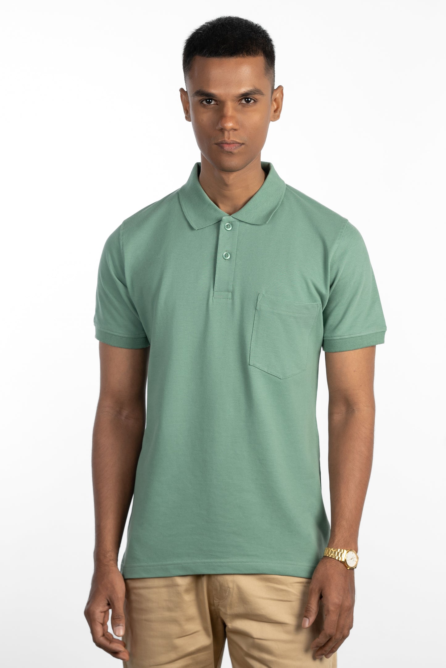 ESSENTIAL POCKET POLO - SAGE GREEN