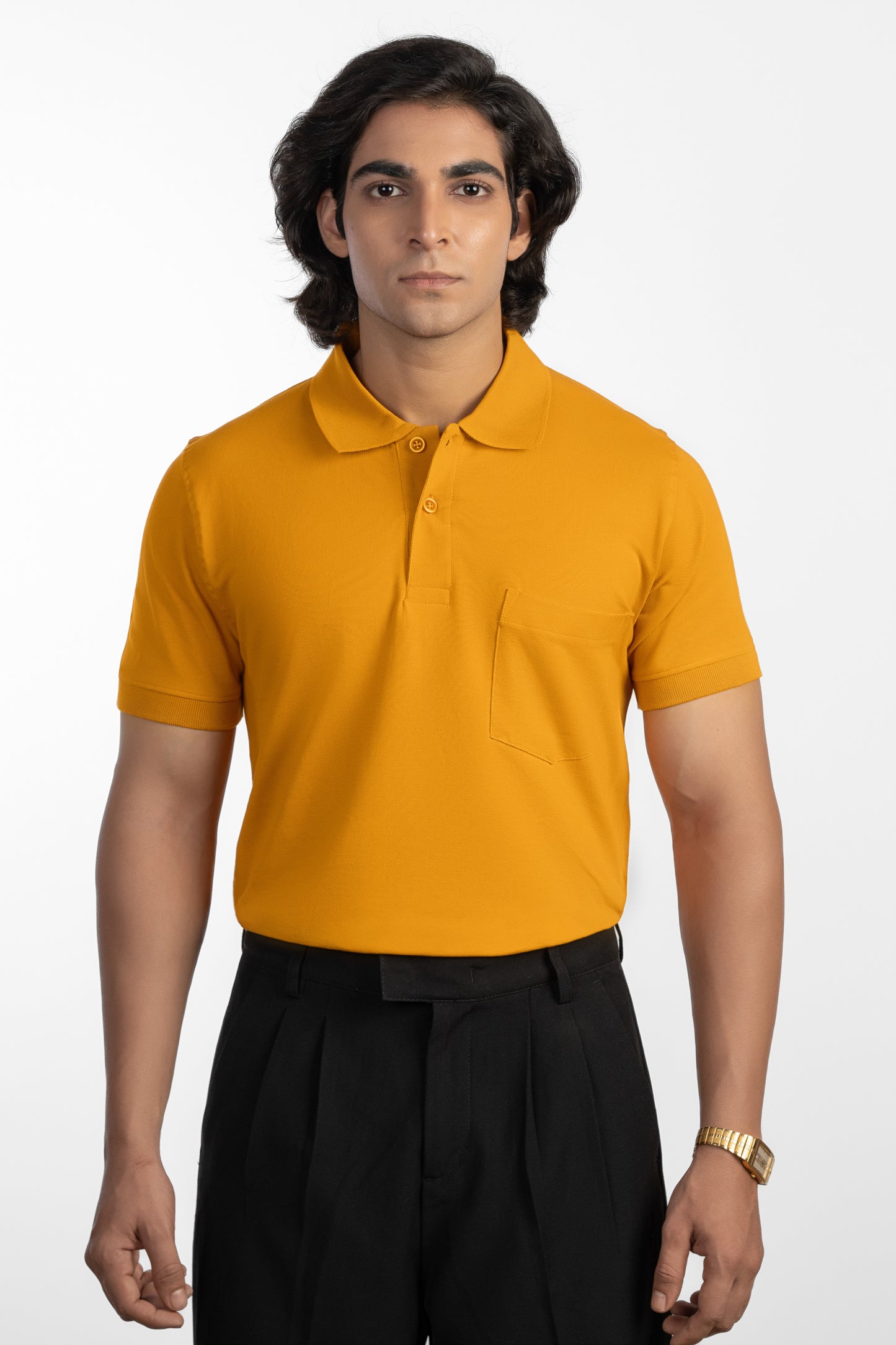 ESSENTIAL POCKET POLO - RICH GOLDEN YELLOW