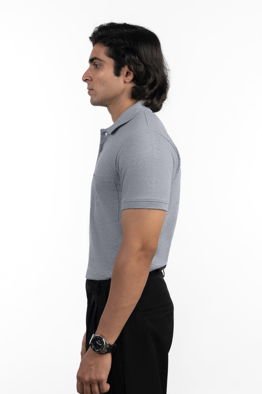 ESSENTIAL POCKET POLO - BRIGHT ASH MELANGE