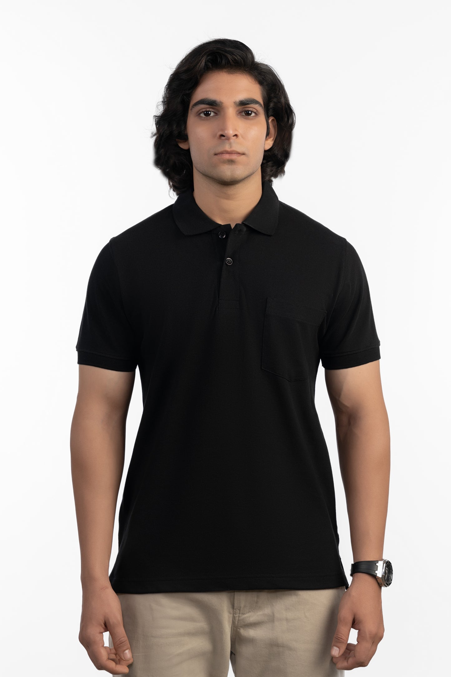 ESSENTIAL POCKET POLO - VANTA BLACK