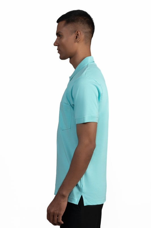 ESSENTIAL POCKET POLO - AZURE SKY BLUE