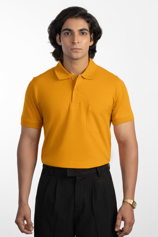ESSENTIAL POCKET POLO - RICH GOLDEN YELLOW