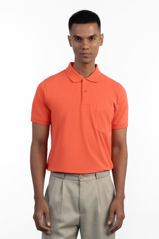 ESSENTIAL POCKET POLO - NEON ORANGE