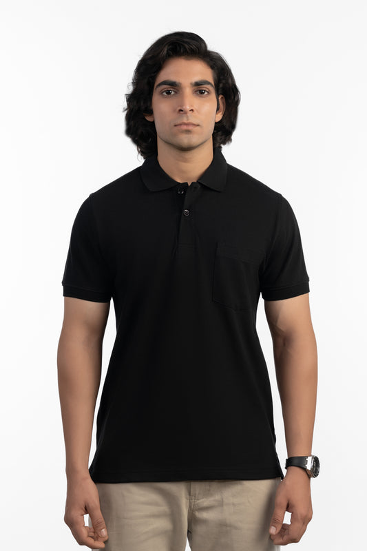 ESSENTIAL POCKET POLO - VANTA BLACK