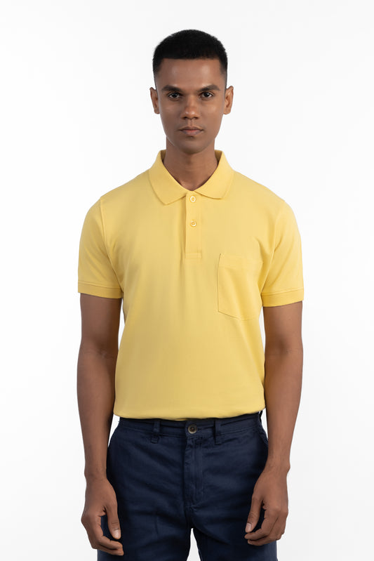 ESSENTIAL POCKET POLO - MELLOW YELLOW