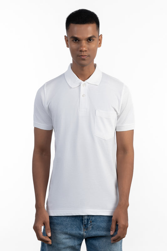 ESSENTIAL POCKET POLO - OPTIC WHITE